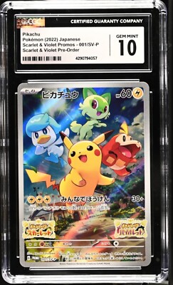 CGC 10 GEM MINT Pikachu Scarlet & Violet JAPANESE Promo 001/SV-P