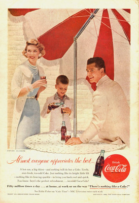 1955 Vintage ad for Coca-Cola~50's Fashion/Family/red/white