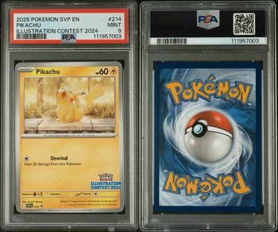 PSA 9* 2024 Pokemon Illustration Contest Card - PIKACHU - #214 | eBay