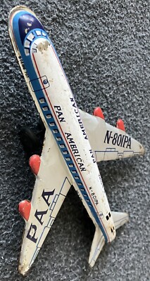 Vintage 1960's Pan American N-801PA Boeing 707 Tin Friction Plane