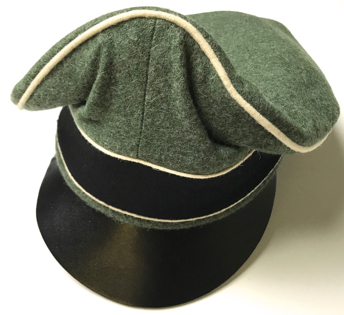 WWII GERMAN WAFFEN EM NCO M1938 LEATHER VISOR 