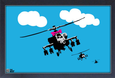 BANKSY HELICOPTERS 13x19 FRAMED GELCOAT POSTER STREET ART ARTIST