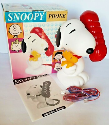 Vintage Peanuts SNOOPY and Woodstock Landline Phone with Bank New