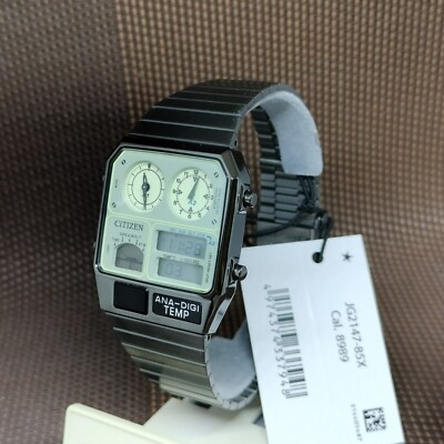 Citizen JG2147-85X Light Green Analog Digital Black Stainless