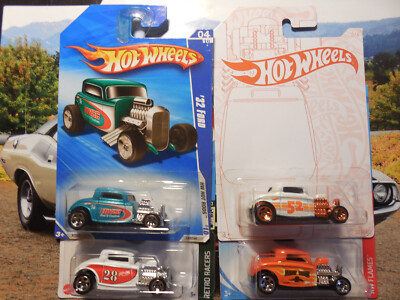 Hot Wheels 1932 32 Ford LOT 4 COUPE HOT RODS PEARL & CHROME FLAMES