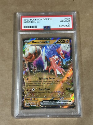 PSA 10 Gem Mint 2023 Pokemon Obsidian Flames Koraidon EX #124/197