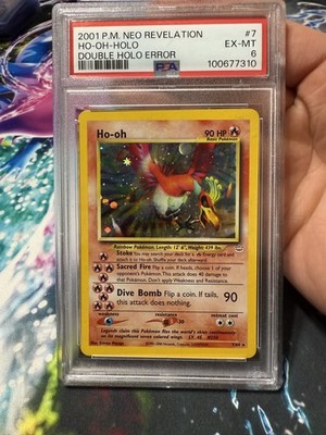 🔥 2001 POKEMON NEO REVELATION DOUBLE HOLO ERROR #7 HO-OH-HOLO PSA