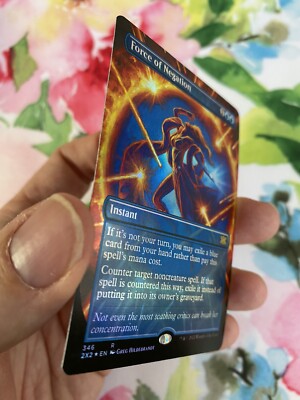 1x FORCE OF NEGATION *FOIL* Borderless Ext Art 2X2 MTG NM/MT