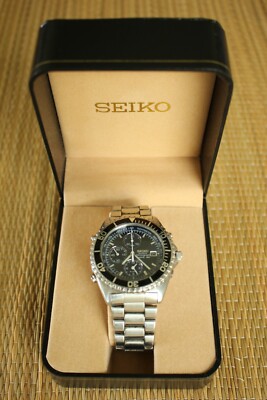 SEIKO 7T32-7C20 SPORTS 150 S/S DIVER BLUE DIAL DEPLOYMENT CHRONO