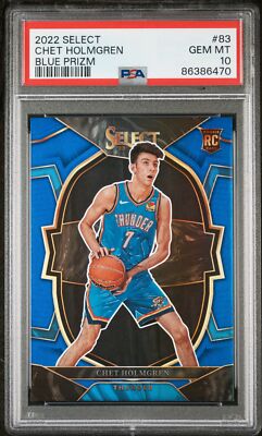 2022-23 Panini Select Concourse Blue Prizm Chet Holmgren #83 PSA