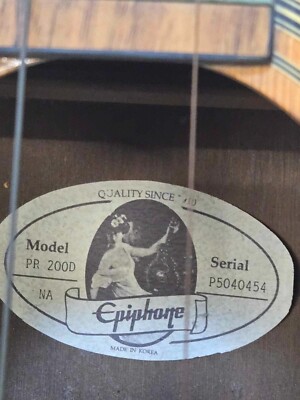 Epiphone PR 200 D 1995 Natural Korean Made Dreadnought NICE! | eBay