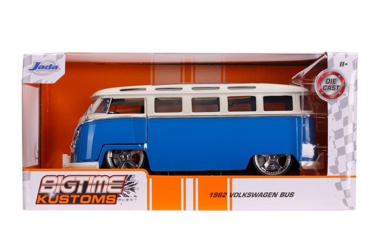 JADA TOYS BIGTIME KUSTOMS BTK 1962 VW VOLKSWAGEN BUS VAN BLUE 1:24