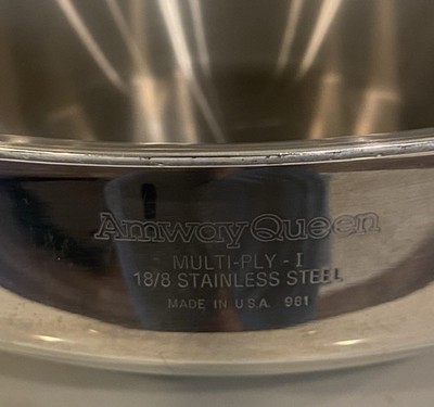 AMWAY QUEEN Wok Skillet Pan 18-8 Multi-Ply Stainless Steel 12