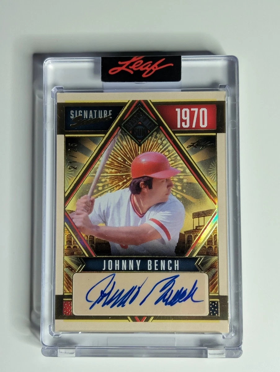 Leaf Johnny Bench Autographed Baseball Sports Trading Cards
