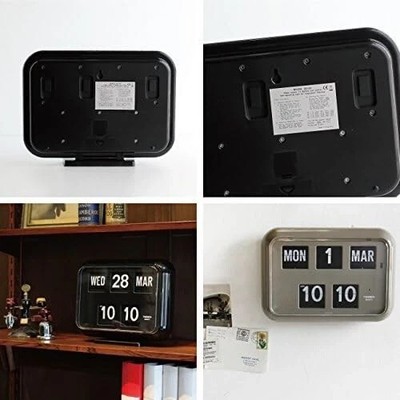TWEMCO Flip Clock QD-35-Black Interior Clock Quartz Table Clock