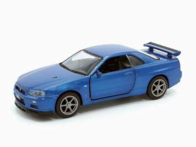 1/36 Nissan GT-R (R34) Coupe V-SPEC II Blue Diecast Model Car by
