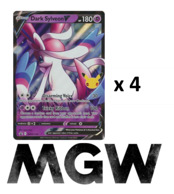 Pokemon TCG Celebrations Promo SWSH134 Dark Sylveon V Lot of 4 Pc