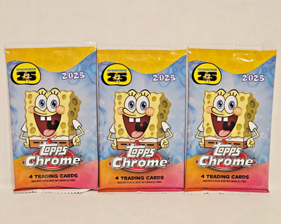 3x 2025 Topps Chrome SpongeBob 25th Anniversary Value Pack (4