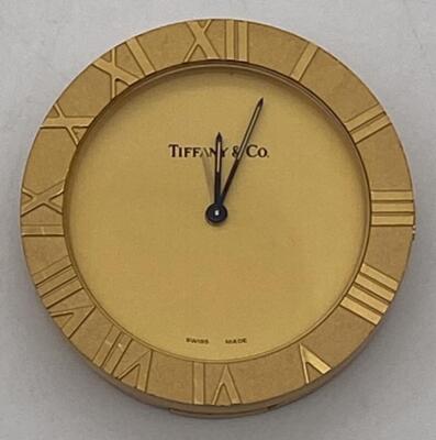 TIFFANY & CO. 2588 ATLAS GOLD PLATED QUARTZ TABLE CLOCK- SELLING