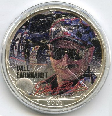 Dale Earnhardt 2001 American Eagle 1 oz Silver Dollar Colored Coin
