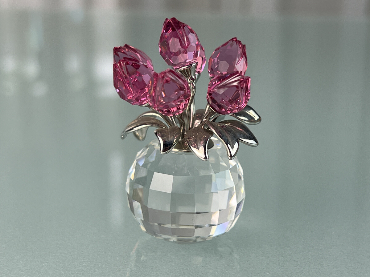 Swarovski Figurine Crystal Figurine 626874 Pink Tulips 6.3cm