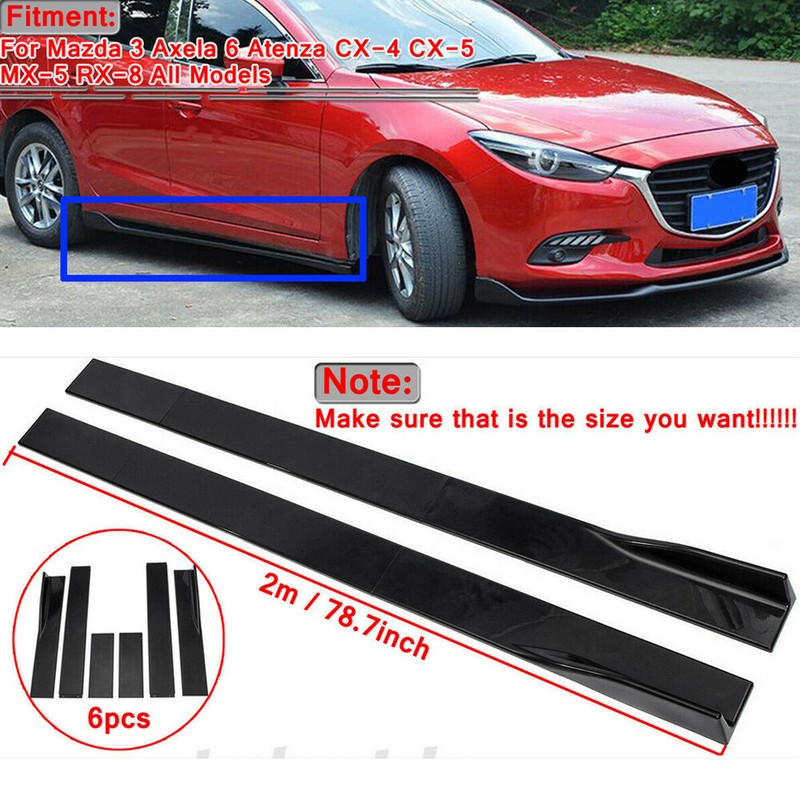 79'' Side Skirt Extension Rocker Panel Splitter For Mazda 2 3 5 6
