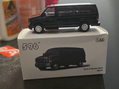 596 1/64 Ford E350 Matte Black Van Truck Model Diecast Car Limited