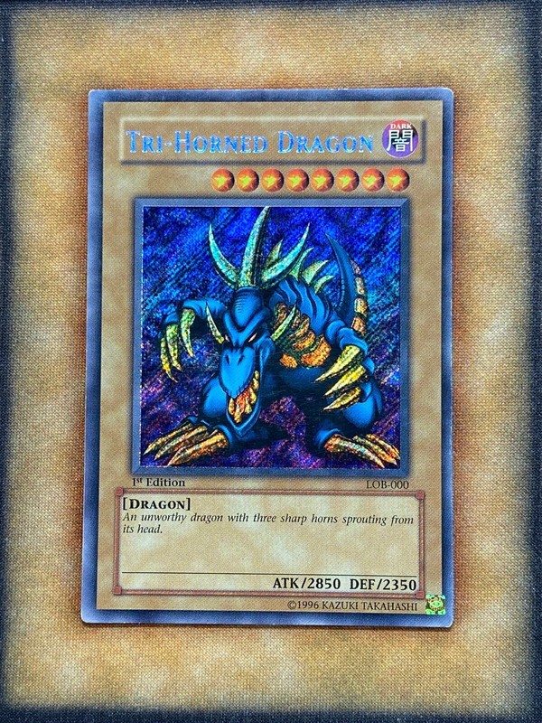 Yugioh Tri-Horned Dragon LOB-000 Secret Rare 1st Ed GLOSSY PRINT