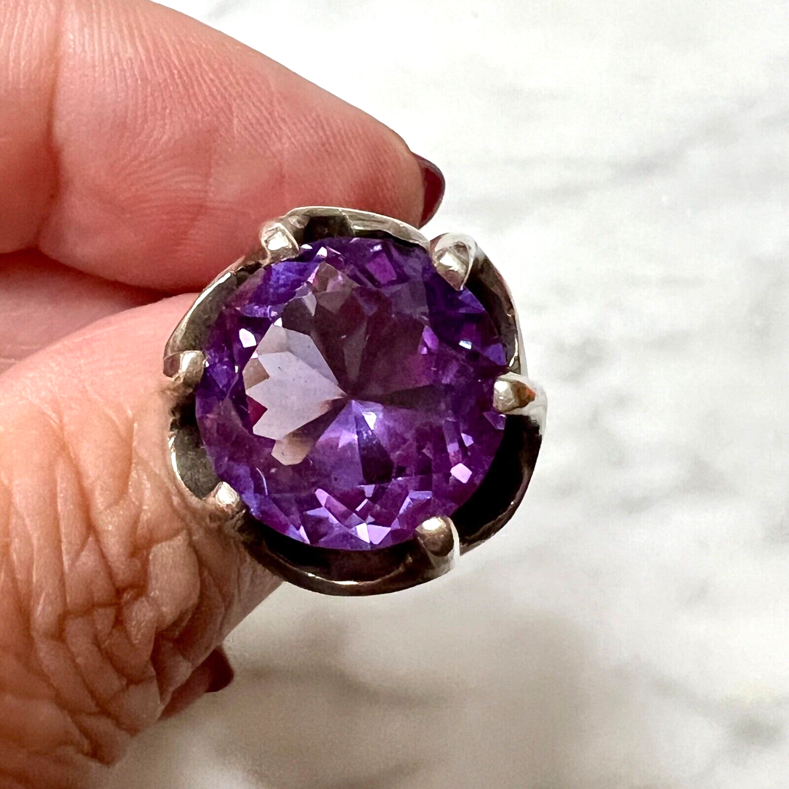 VINTAGE TAXCO MEXICO COLOR SHIFT PURPLE SAPPHIRE 925 STERLING RING