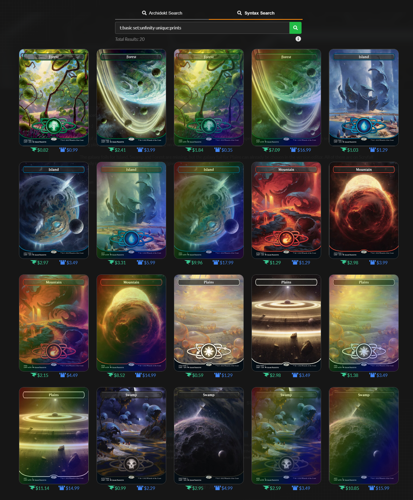 Galaxy Foil Basic Lands Unfinity