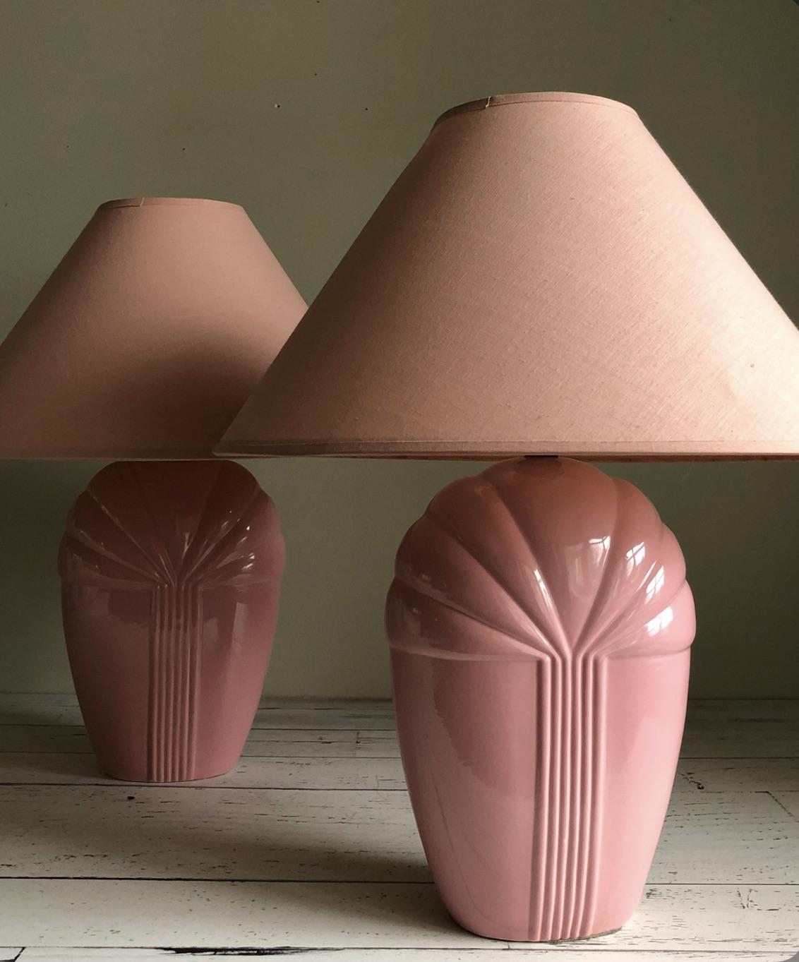 Who Here Has Fond Memories of These Pink Art Deco Table Lamps from