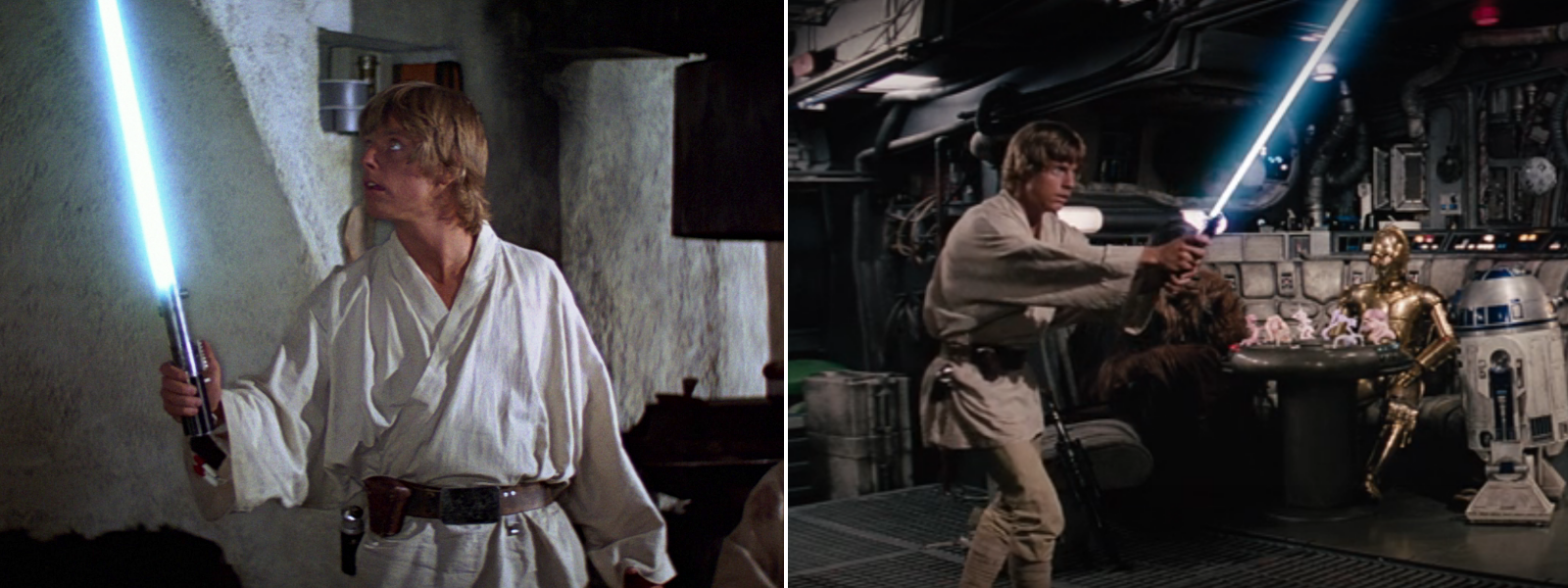 ルークが父のライトセーバーを取り出す最初と最後の場面は、ANH
