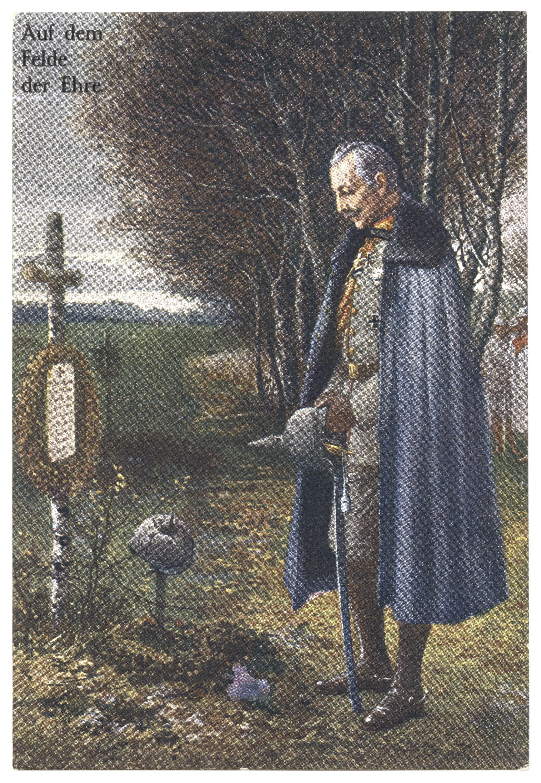 ヴィルヘルム2世が、戦死したドイツ兵の墓を訪れている絵。 : r/monarchism