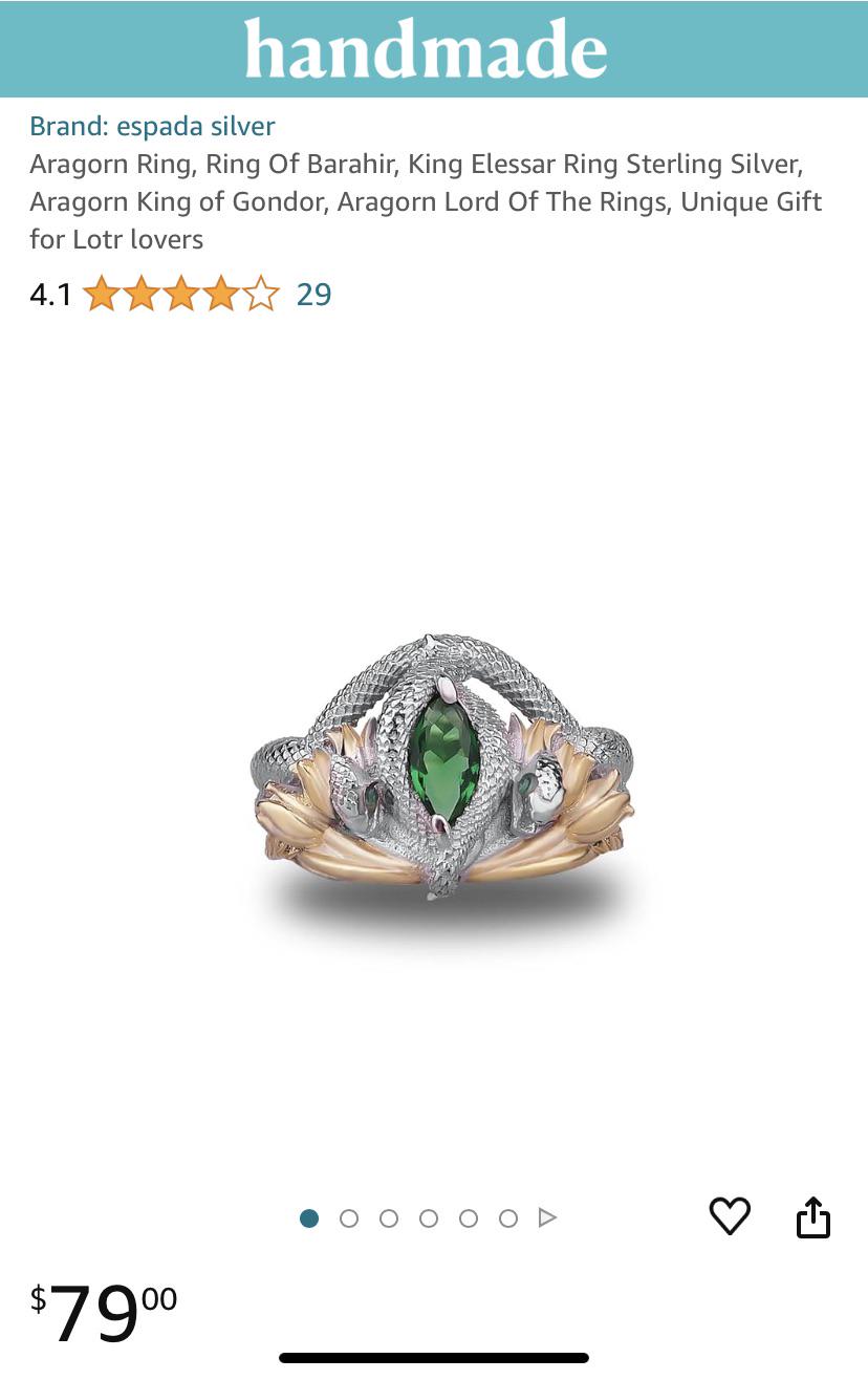 アラゴルンの指輪、お店のレプリカ用に修正された？ : r/lotr