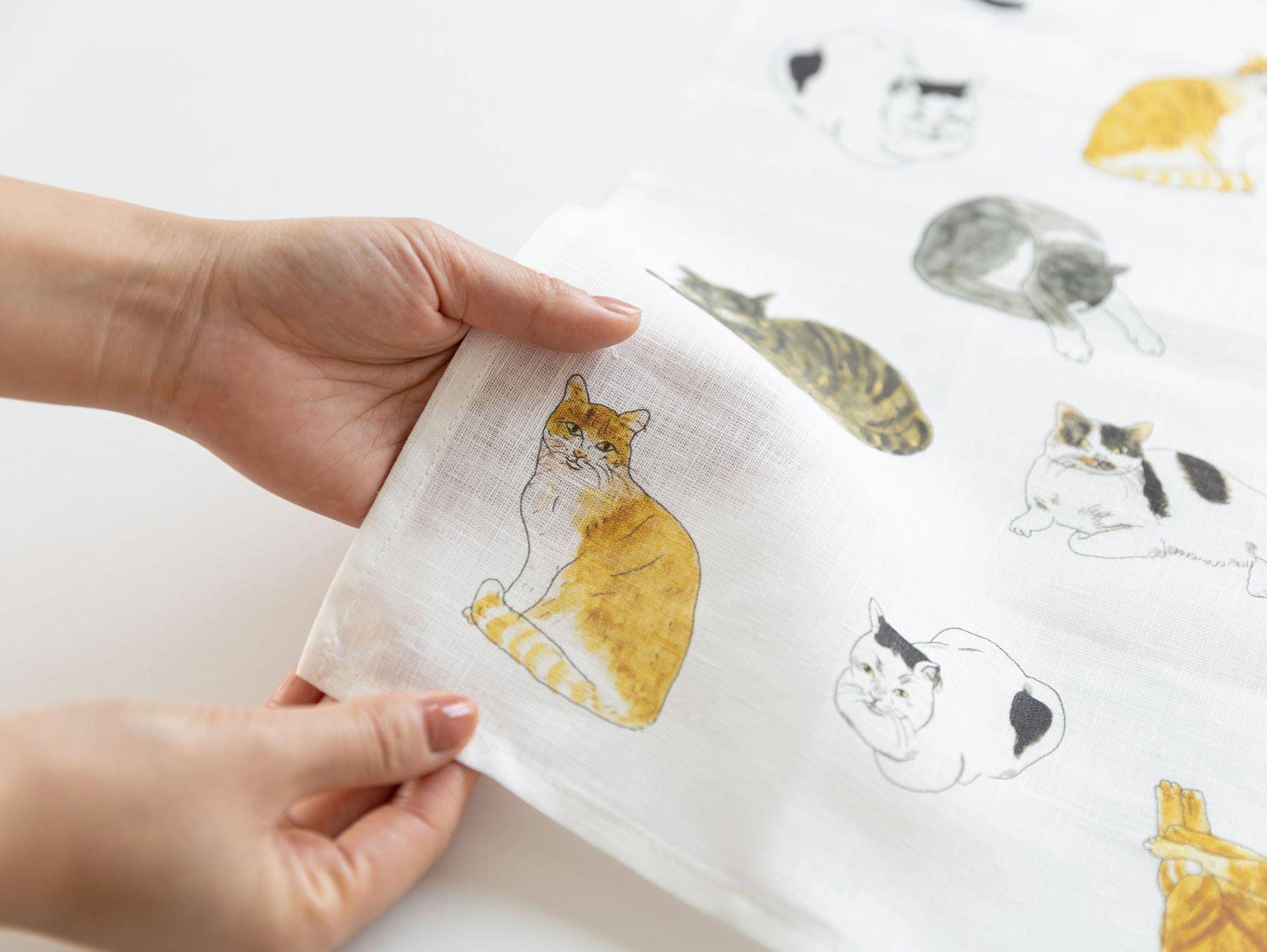 isabelle boinot × fog linen work 猫のハンカチ・バッグ｜ハンカチ