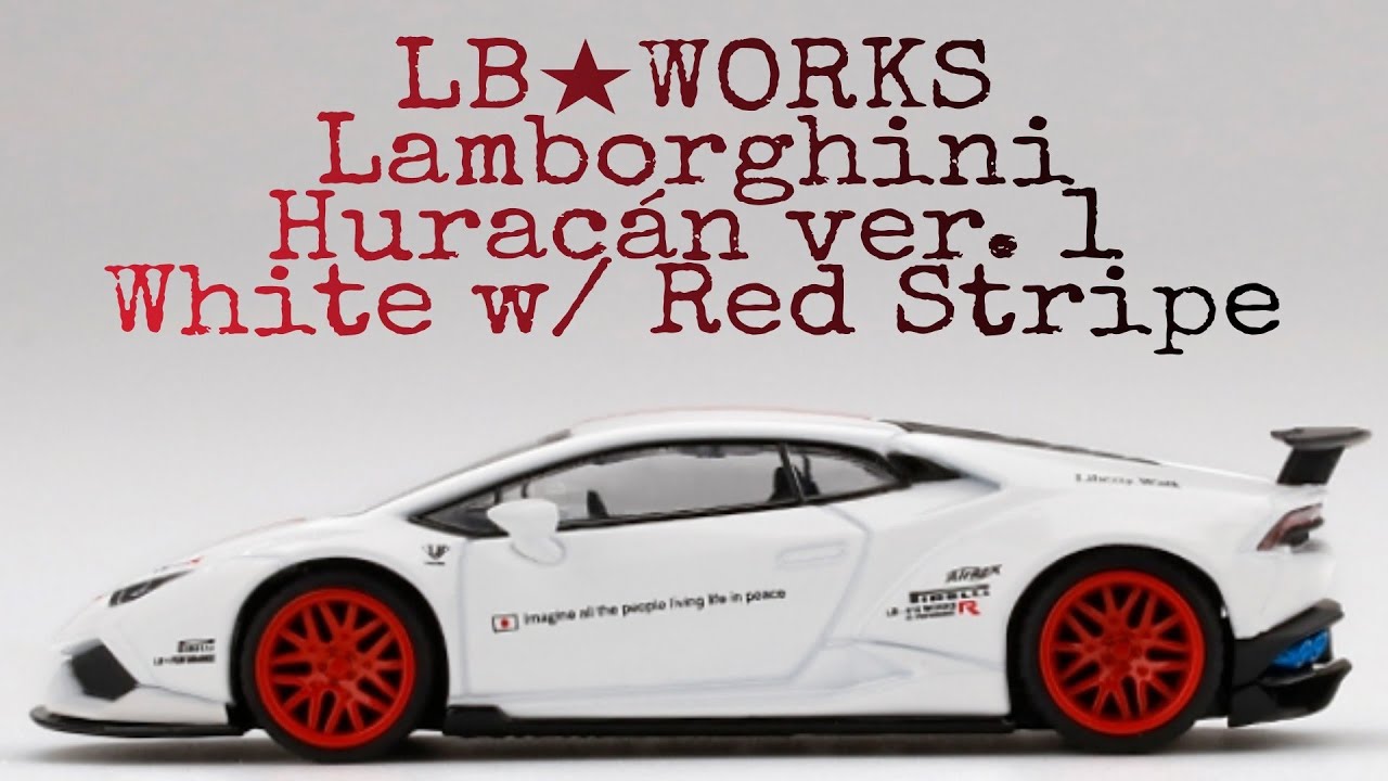 MINI GT LB-WORKS Lamborghini Huracan ver. 1 White w/ Red Stripe