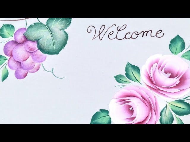 トールペイント バラとブドウのウェルカムボード - YouTube