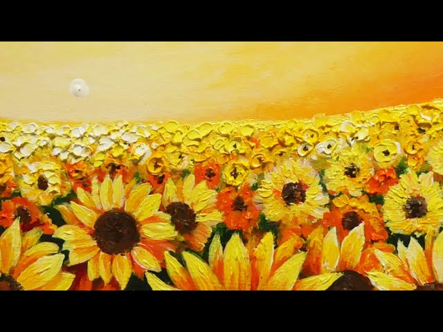 油絵】【夕暮れ向日葵畑】 #油絵 #手書き #アート #絵画販売 #絵画 #絵