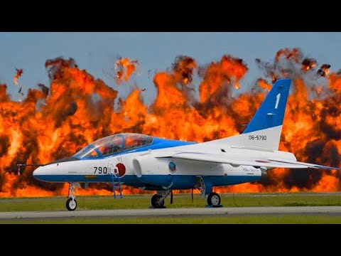 JASDF Blue Impulse jet team with Kawasaki T-4 jet trainers - 2024