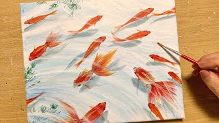 How to draw goldfish with acrylic paint / Simple acrylic painting