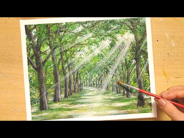 How to draw [ Walking path in the sunlight filtering through the