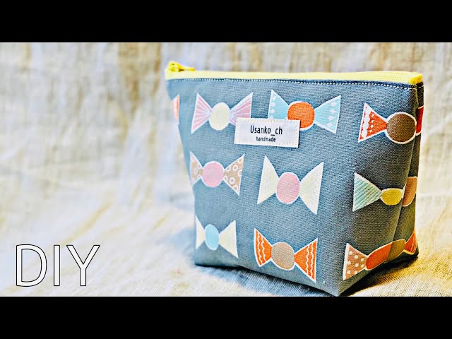 角まできれい 簡単マチ付きポーチの作り方 ファスナー20㎝ Kippeis