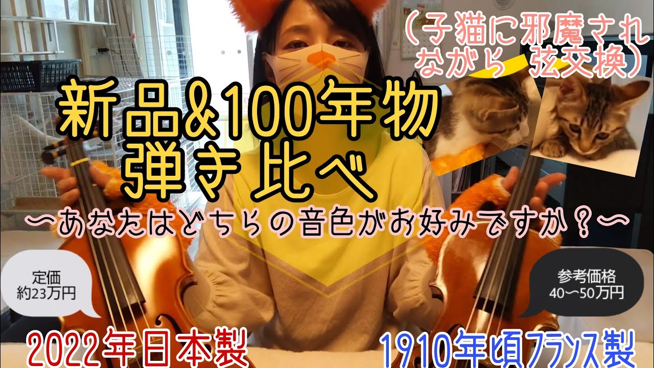 100年以上前の1/2サイズバイオリンが手に入ったので、日本製の新品と