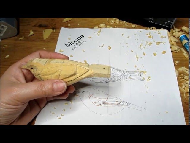 バードカービング 作り方 メジロ9 翼 その3 - YouTube