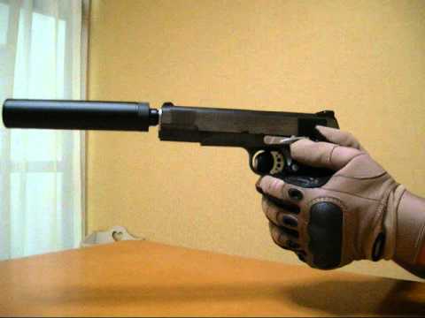 WA スネークマッチ1911 サプレッサーの効果 - YouTube