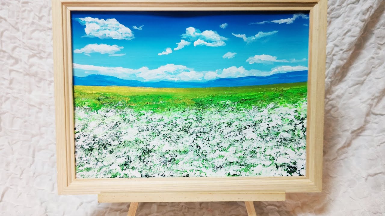 油絵】空と白いお花畑 #油彩画 #芸術 #油絵 #絵 #絵画 #アート #art