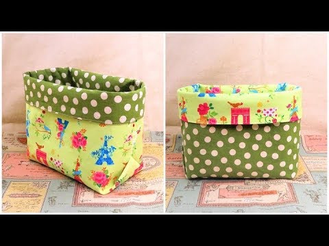 簡単布バスケット作り方 布小物入れ DIY sewing tutorial Fabric