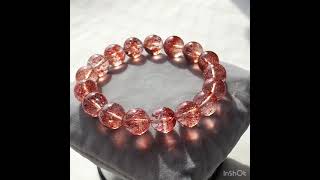 高品質]オレンジファイアークォーツブレスレット（約12.5mm玉） - 埼玉