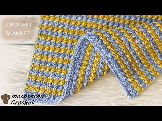 100 yen wool] How to knit a simple patterned lap blanket by