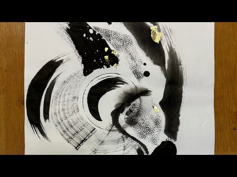 Sumi-e: Abstract painting by Tohun Kobayashi. / 小林東雲 水墨画で